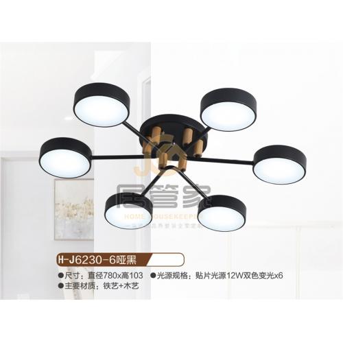 木头吊灯H-J6230-6哑黑
