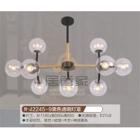 木头吊灯H-J2245-9黑色透明灯罩